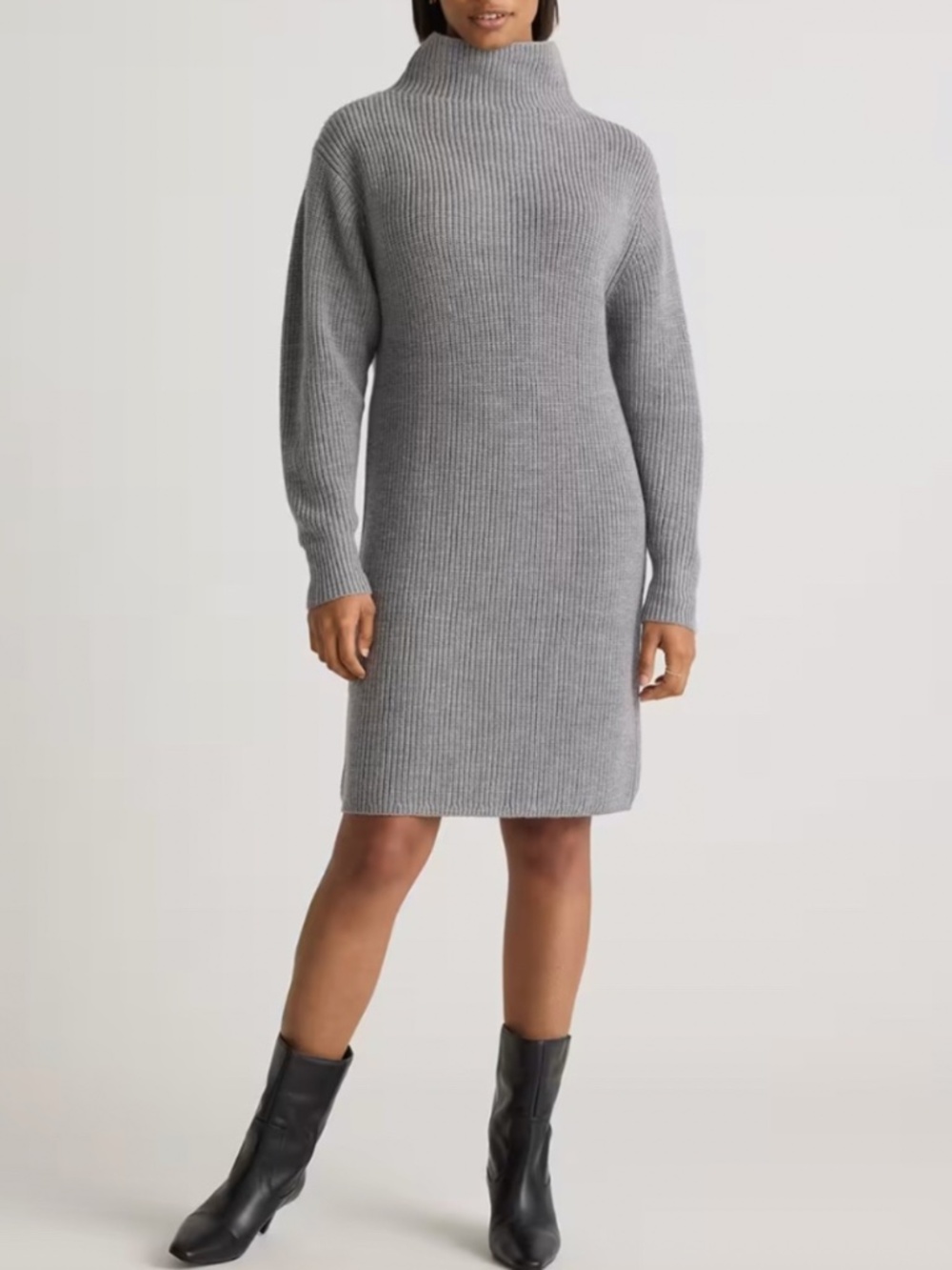 Quince Australian Merino Wool Relaxed Turtleneck Sweater Dress in Small
